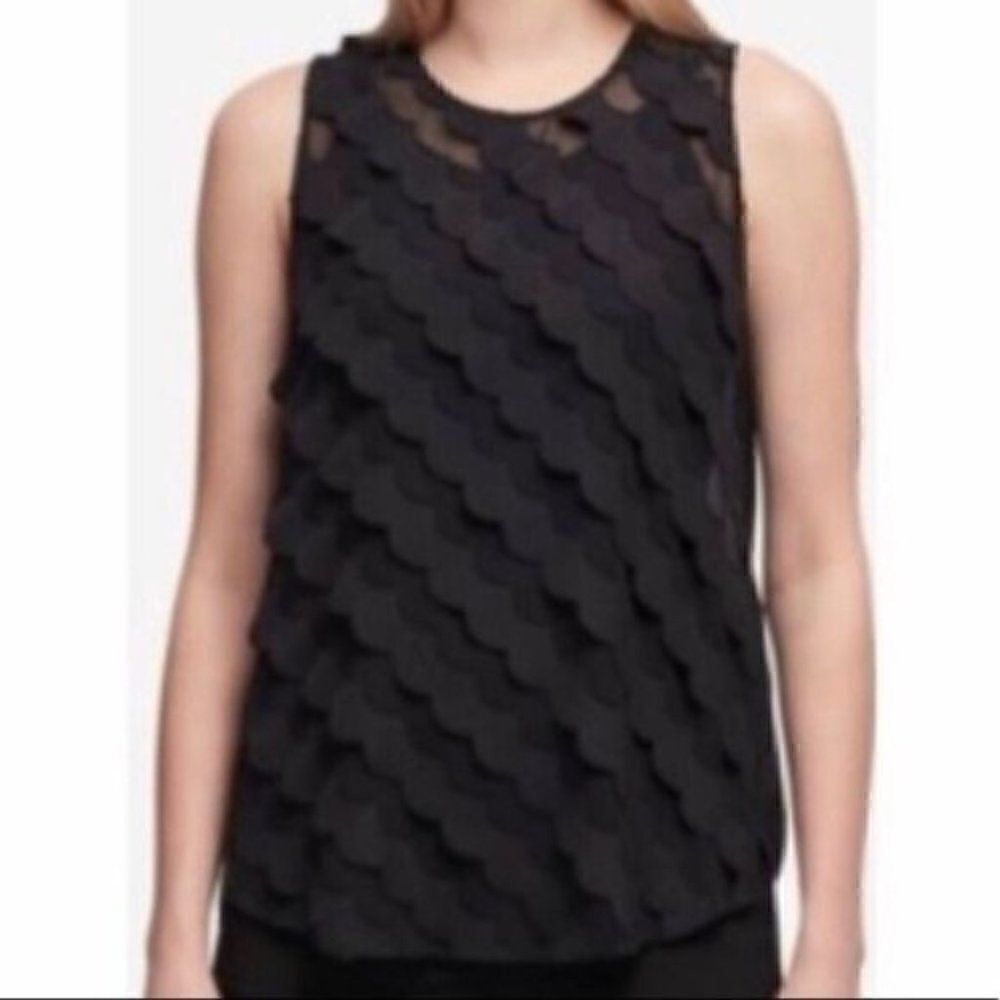 DKNY Sheer Jewel Garden Blouse